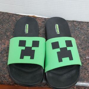 Green and Black Kids Slide Sandals